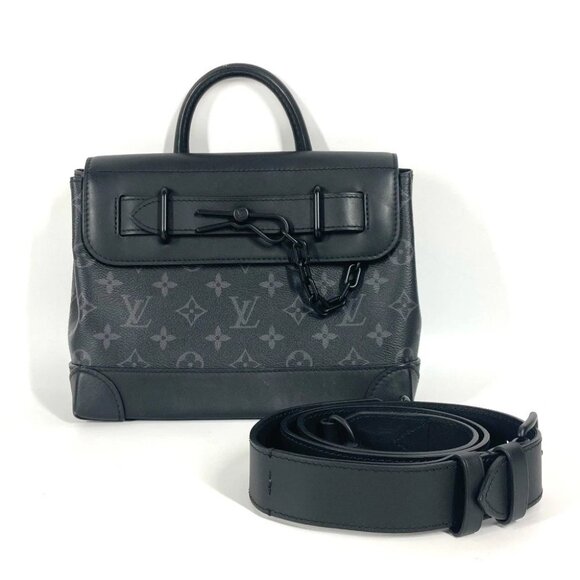 LOUIS VUITTON M46953 MonogramEclipse Steamer PM 2WAY Shoulder Bag Hand Bag - Picture 1 of 15